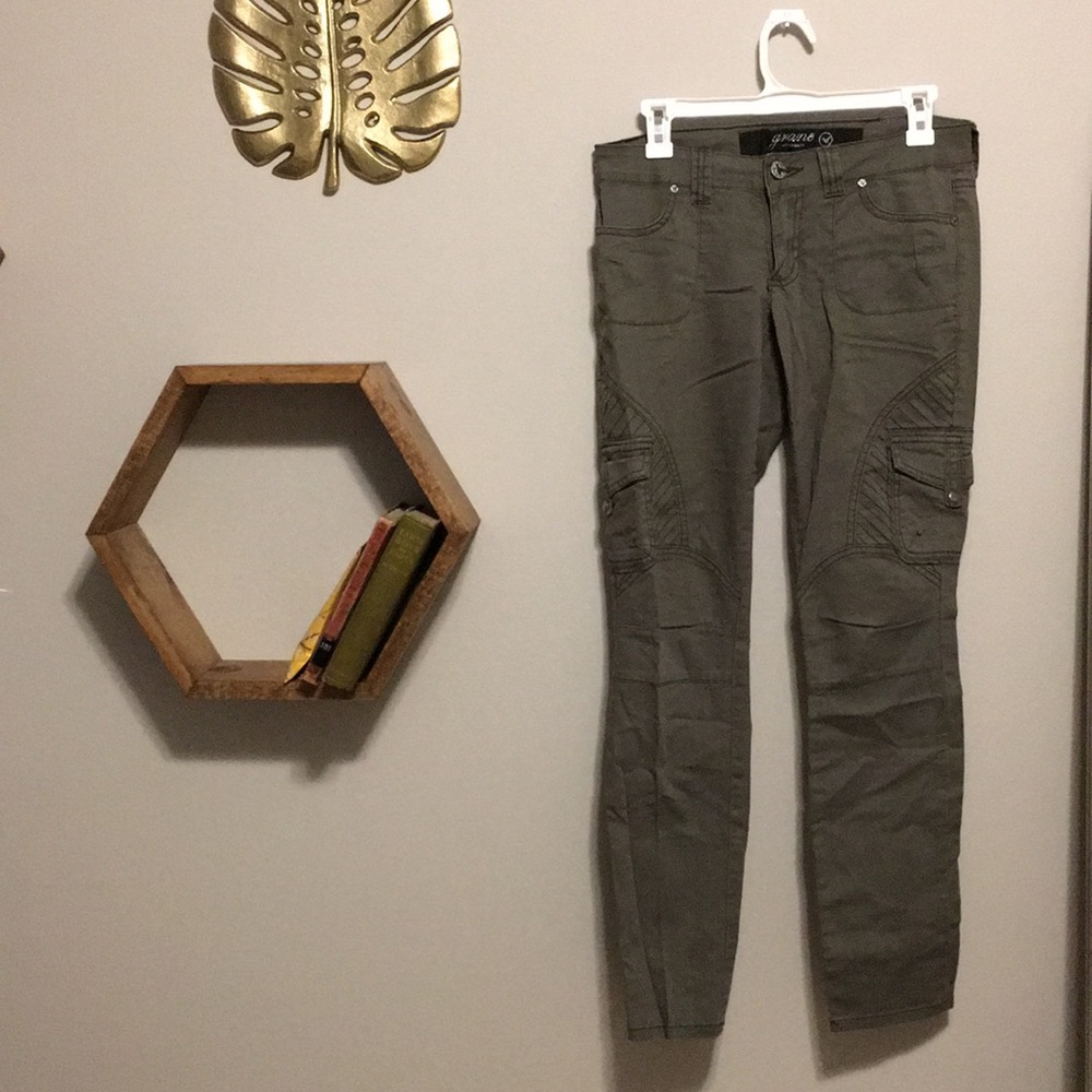 Skinny green jeans